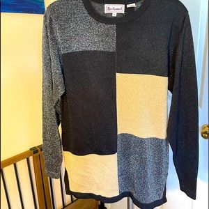 ❤️Bechamel Sweater tunic blouse Women's Small Colorblock Metallic Retro Knit